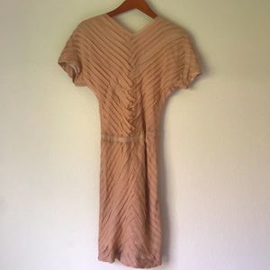 Blush-colored, Form-fitting Sheer Dress